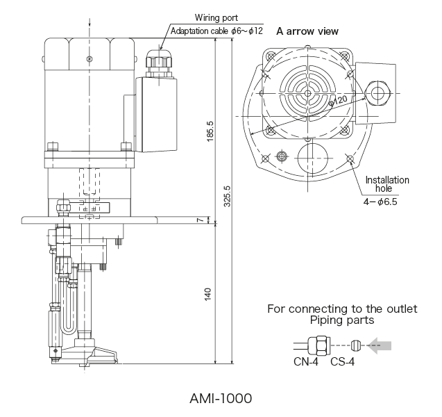 Motor driven continuous gear pump ACM-II&middot;AMI-300&middot;AMI-1000Dimensional Drawing