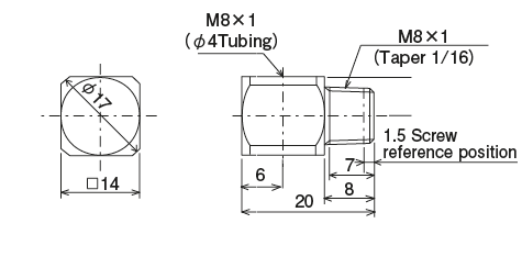 EA4 &middot; EA6 &middot; EAR Type (adapter)
 Dimensional Drawing