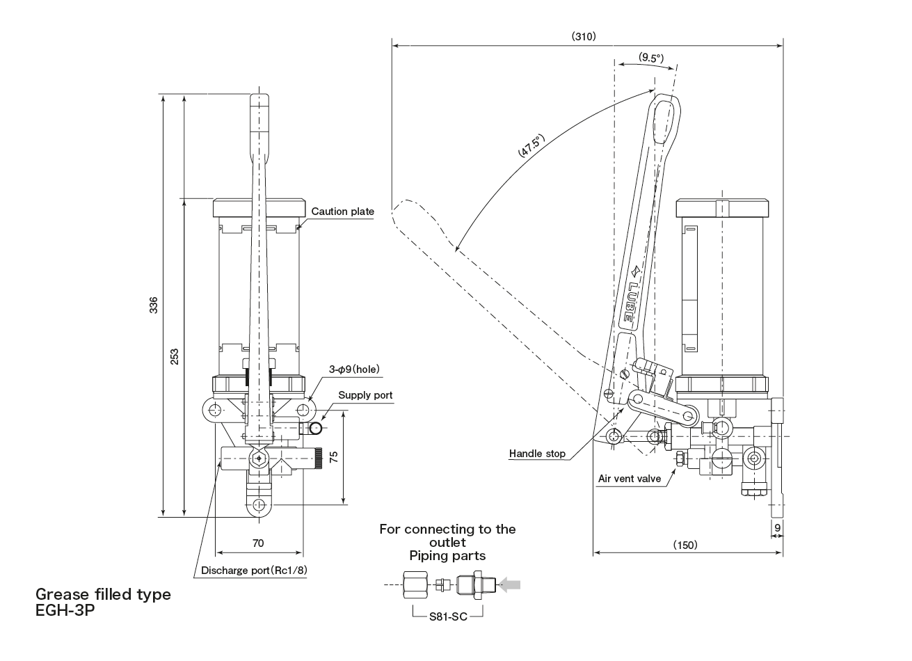 EGH type(Manual Pump Dimensional Drawing