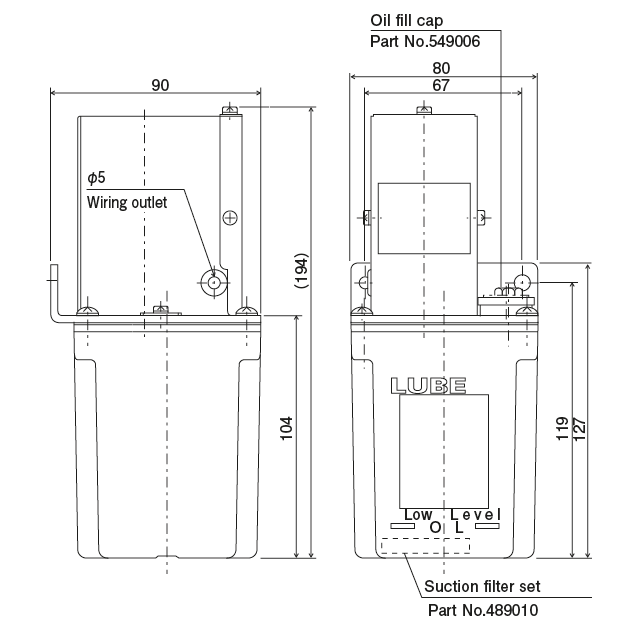EX-5 type(Electromagnetic drive intermittent discharge type piston Pump）Dimensional Drawing