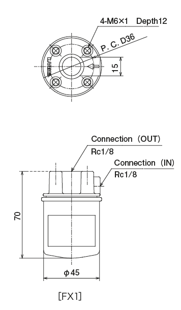 FX1 &middot; F3D &middot; FY20 &middot; RF type(Line filter）Dimensional Drawing