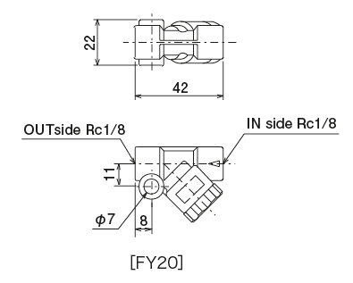 FX1 &middot; F3D &middot; FY20 &middot; RF type(Line filter）Dimensional Drawing