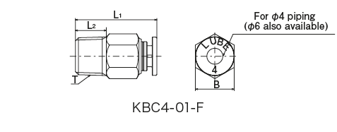 KBC &middot; KBL &middot; OTS &middot; OTE Type (One touch fitting）
 Dimensional Drawing
