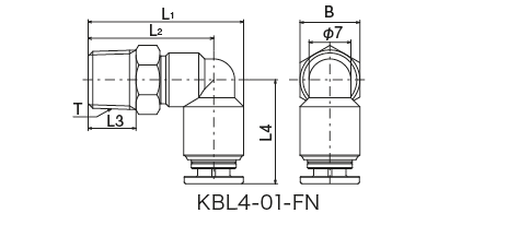 KBC &middot; KBL &middot; OTS &middot; OTE Type (One touch fitting）
 Dimensional Drawing