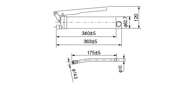 
Hand Grease Gun Dimensional Drawing