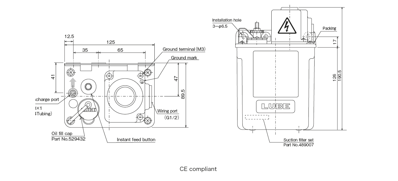 Compact Automatic Intermittent Piston Pump MLZ Dimensional Drawing