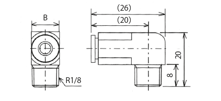 KBC &middot; KBL &middot; OTS &middot; OTE Type (One touch fitting）
 Dimensional Drawing