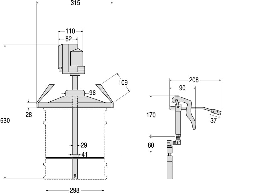 
Supply grease Pump Dimensional Drawing