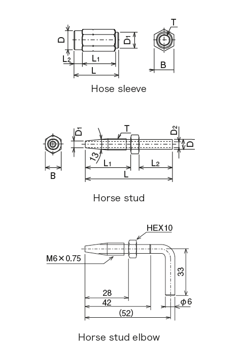 PH type(Flexible hose [for medium and high pressure])Dimensional Drawing