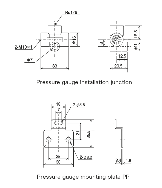 Pressure gauge Dimensions