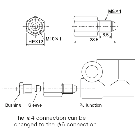SA&thinsp;Type (adapter)
 Dimensions
