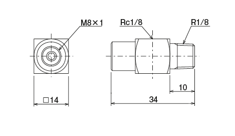 EA4 &middot; EA6 &middot; EAR Type (adapter)
 Dimensional Drawing