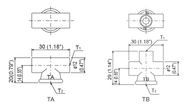 TA &middot; TB &middot; TC &middot; TD &middot;TG &middot;  TH &middot; TK &middot; TL Type (junction header)
 Dimensions