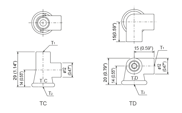 TA &middot; TB &middot; TC &middot; TD &middot;TG &middot;  TH &middot; TK &middot; TL Type (junction header)
 Dimensions