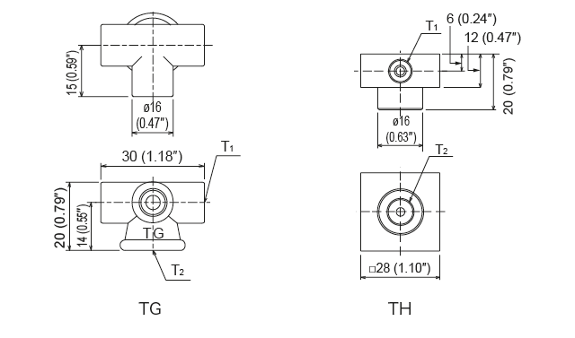 TA &middot; TB &middot; TC &middot; TD &middot;TG &middot;  TH &middot; TK &middot; TL Type (junction header)
 Dimensions