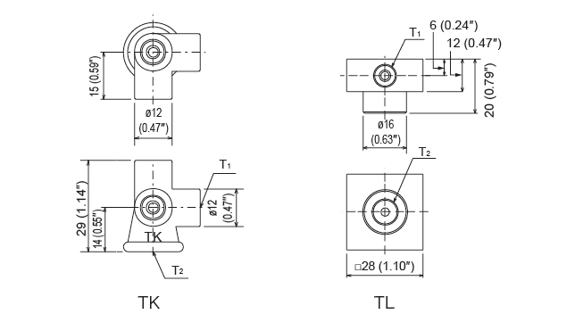 TA &middot; TB &middot; TC &middot; TD &middot;TG &middot;  TH &middot; TK &middot; TL Type (junction header)
 Dimensions