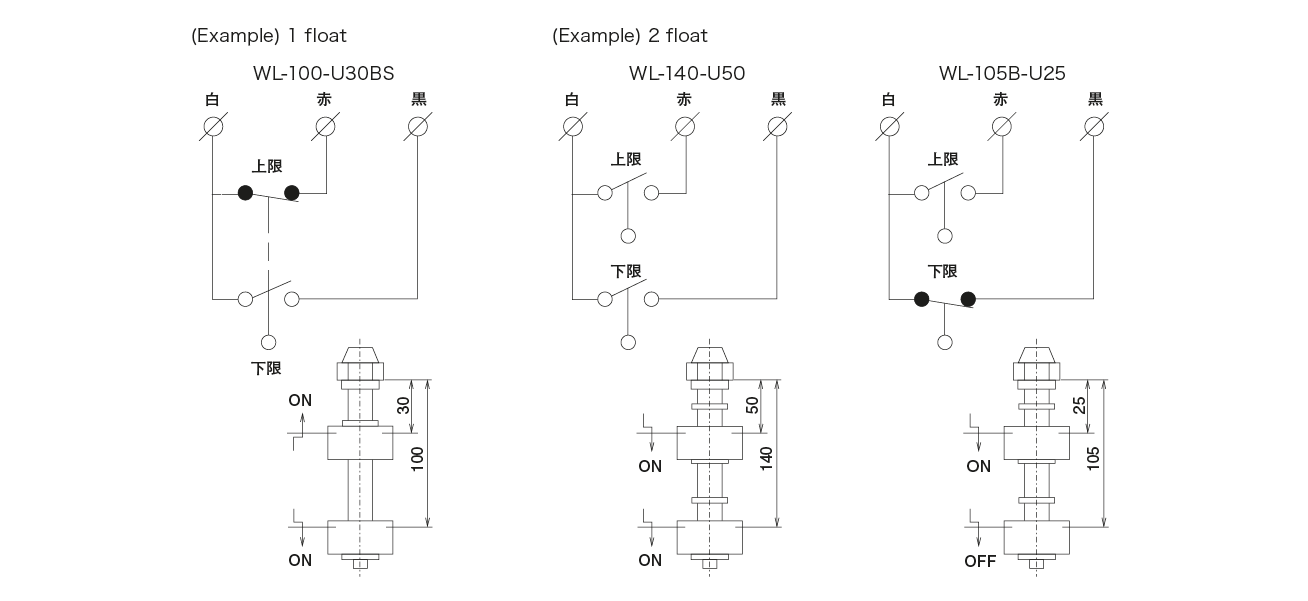 W-105 &middot; WL &middot; WTL Type (oil level switch)Terminal Connection Connection Diagram